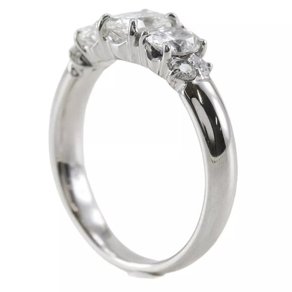 Oval Ring Pt900Platinum/diamond #4.9(US Size) 4.7g Women - Picture 3 of 8